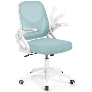 Giantex Mesh Office Chair, Ergonomic Desk Chair with Flip-up Arms & Lumbar Support, Height Adjustable Swivel Computer Desk with High Back for Home Office (Black)(Blue)