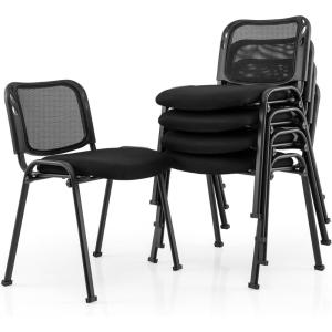 Giantex Set of 5 Office Guest Chair, Stackable Waiting Room Chair with Padded Seat, Metal Frame, 330Lbs Capacity, Conference Room Chair, Reception Chair for Lobby, Training Room, Meeting Room (1)(1)