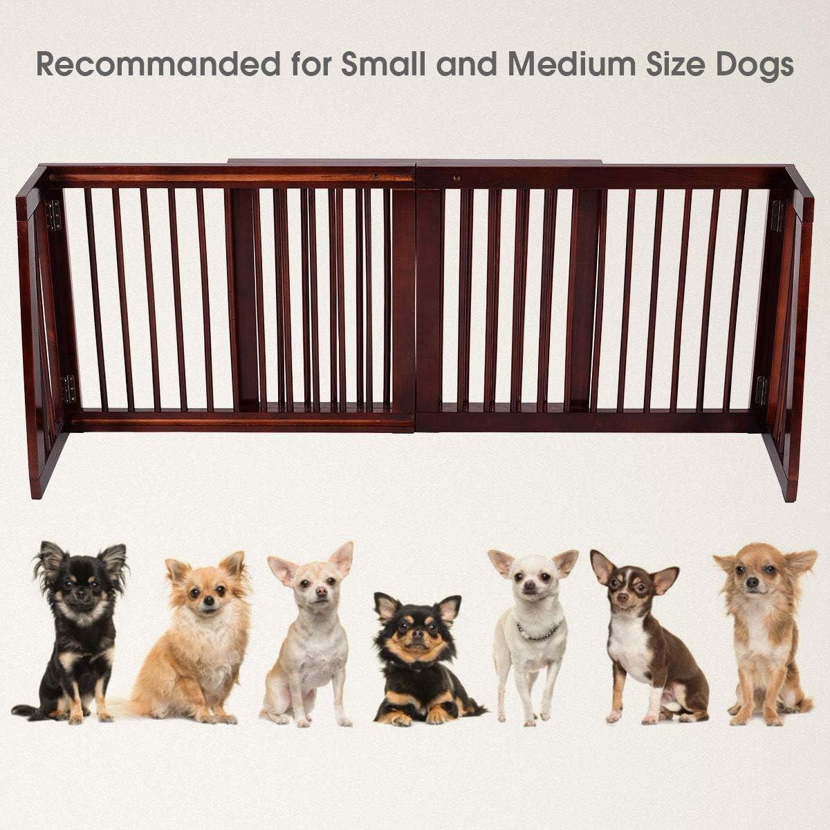 image:imageGiantex Expandable Wood Dog Gate 2880 Adjustable Freestanding Safety Gate Step Over Fence for Small to Medium Sized Pets Indoor House Doorway Stairs Extra Wide Fence