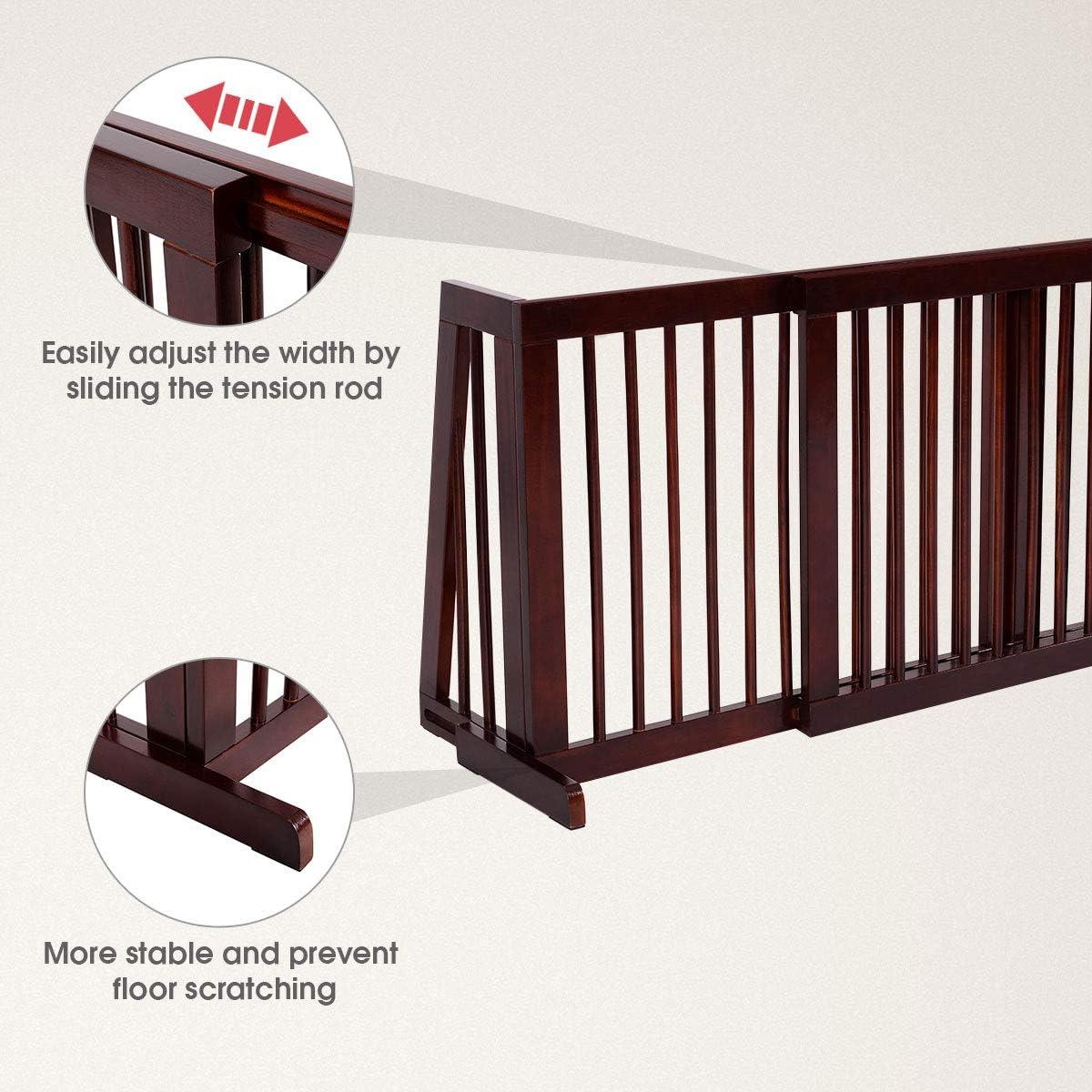 image:imageGiantex Expandable Wood Dog Gate 2880 Adjustable Freestanding Safety Gate Step Over Fence for Small to Medium Sized Pets Indoor House Doorway Stairs Extra Wide Fence