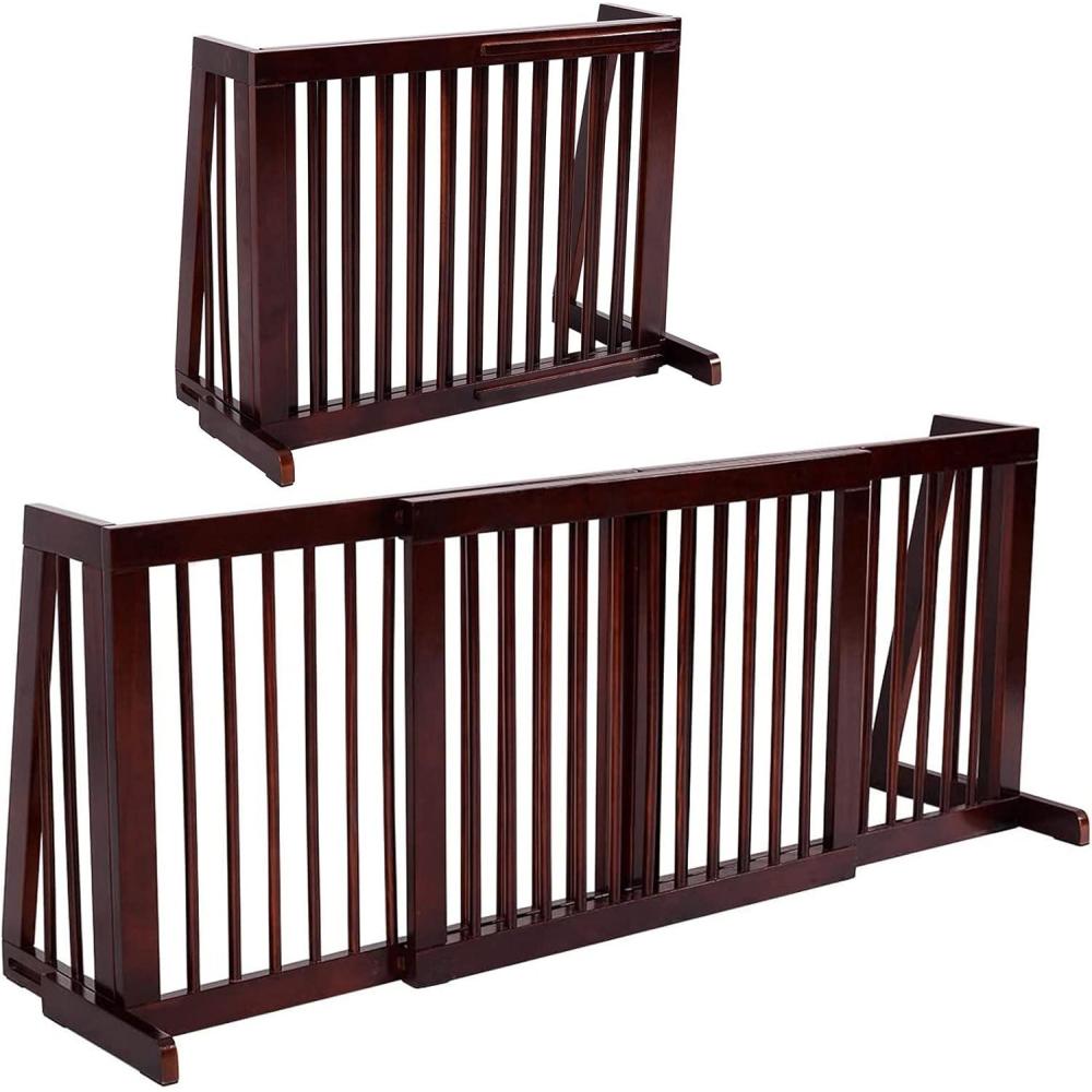 image:imageGiantex Expandable Wood Dog Gate 2880 Adjustable Freestanding Safety Gate Step Over Fence for Small to Medium Sized Pets Indoor House Doorway Stairs Extra Wide Fence