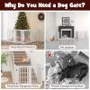 Giantex Dog Gate with Door – 30”H × 80”W Wooden Pet Gate with Walk Through Door, Foldable Freestanding 4 Panels Pet Safety Fence Extra Wide for Doorway Stairs House Deck Yard, Dark Cherry Brown(White)