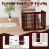Giantex Dog Gate with Door – 30”H × 80”W Wooden Pet Gate with Walk Through Door, Foldable Freestanding 4 Panels Pet Safety Fence Extra Wide for Doorway Stairs House Deck Yard, Dark Cherry Brown(Dark Cherry Brown)
