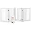 Giantex Dog Gate with Door – 30”H × 80”W Wooden Pet Gate with Walk Through Door, Foldable Freestanding 4 Panels Pet Safety Fence Extra Wide for Doorway Stairs House Deck Yard, Dark Cherry Brown(White)