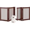 Giantex Dog Gate with Door – 30”H × 80”W Wooden Pet Gate with Walk Through Door, Foldable Freestanding 4 Panels Pet Safety Fence Extra Wide for Doorway Stairs House Deck Yard, Dark Cherry Brown(Dark Cherry Brown)