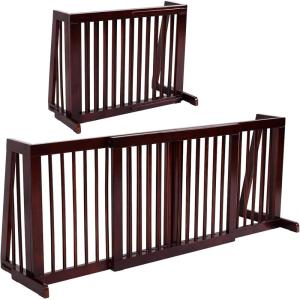 Giantex Expandable Wood Dog Gate, 28”-80” Adjustable Freestanding Safety Gate, Step Over Fence for Small to Medium Sized Pets, Indoor House Doorway Stairs Extra Wide Fence