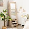 CHARMAID Large Armoire Cabinet With Full Length Mirror, Standing Wooden Jewelry Organizer With Storage Shelves, Modern Bedroom Makeup Storage Cabinet