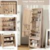 CHARMAID Large Armoire Cabinet With Full Length Mirror, Standing Wooden Jewelry Organizer With Storage Shelves, Modern Bedroom Makeup Storage Cabinet