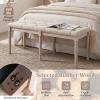 Giantex 47.5-inches Upholstered Dining Bench, Button-Tufted Table Bench with Carved Rubber Wood Legs, Padded Seat, Load 440Lbs, Vintage End of Bed Ottoman for Entryway, Living Room, Bedroom (1,Beige)(Beige)