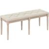 Giantex 47.5-inches Upholstered Dining Bench, Button-Tufted Table Bench with Carved Rubber Wood Legs, Padded Seat, Load 440Lbs, Vintage End of Bed Ottoman for Entryway, Living Room, Bedroom (1,Beige)(Beige)