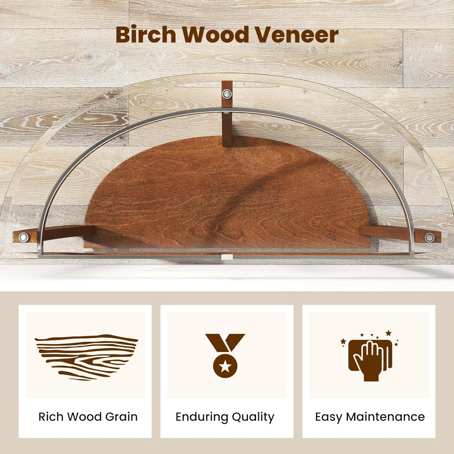 image:imageGiantex 2Tier Glass Console Table Half Moon Modern Entryway Table with Tempered Glass Top amp Open Storage Shelf Narrow Long Sofa Table for Living Room Hallway Foyer Entrance BlackWalnut