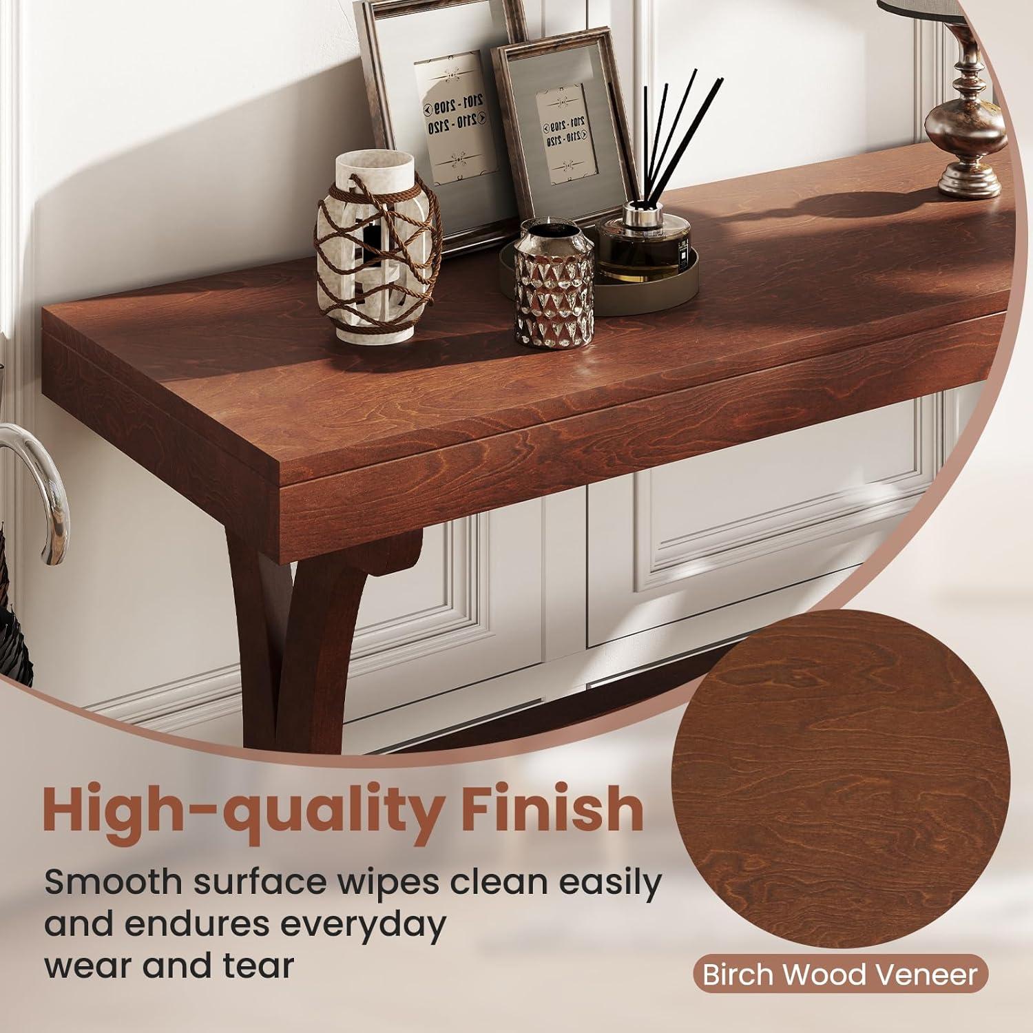 image:imageGiantex 52 Narrow Console Table Vintage Accent Entryway Table with Open Storage Shelf Long Wooden Behind Couch Sofa Table with Antitip Kit for Small Spaces Living Room Hallway BlackWalnut