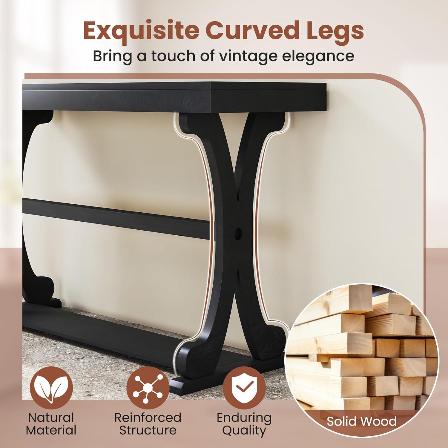 image:imageGiantex 52 Narrow Console Table Vintage Accent Entryway Table with Open Storage Shelf Long Wooden Behind Couch Sofa Table with Antitip Kit for Small Spaces Living Room Hallway BlackBlack