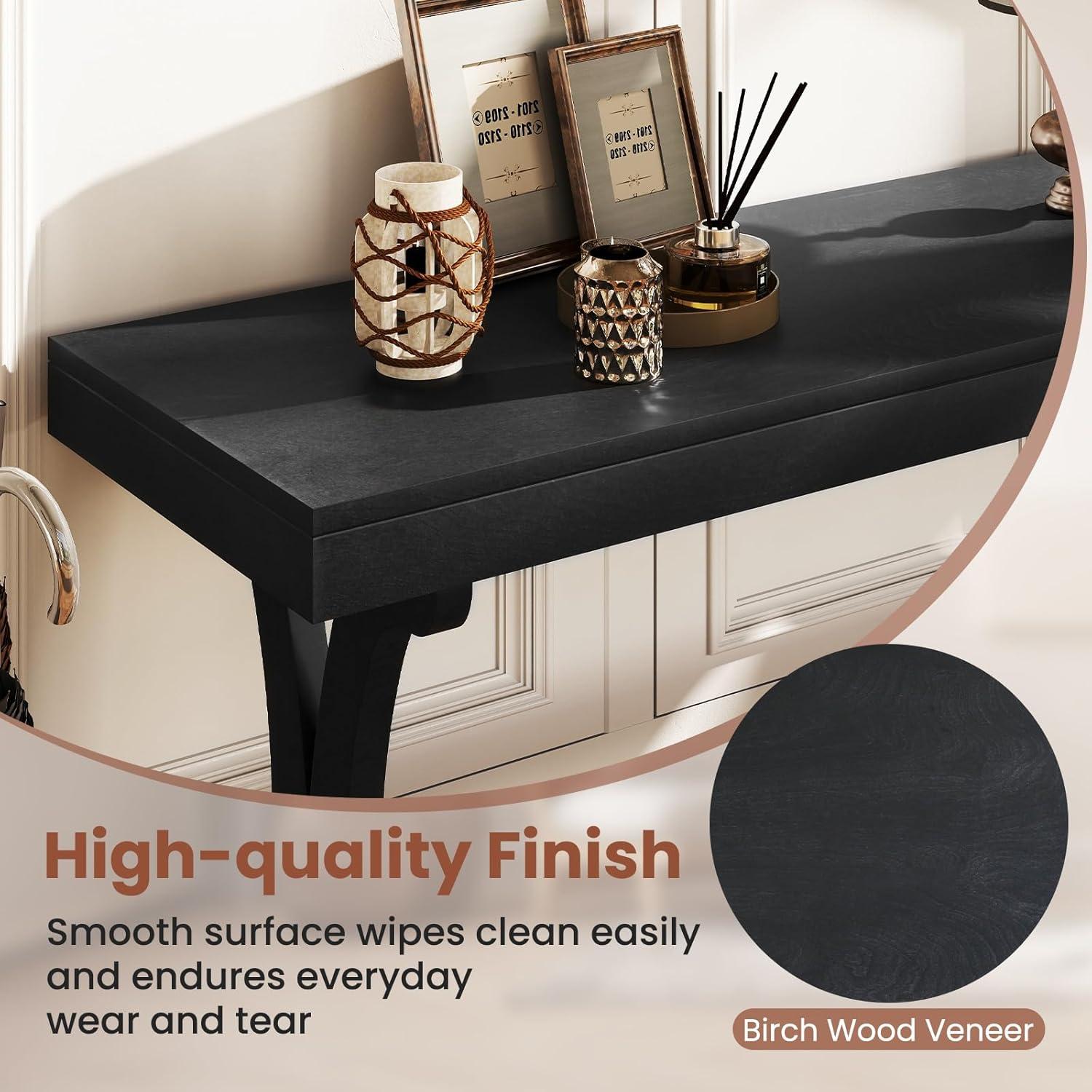 image:imageGiantex 52 Narrow Console Table Vintage Accent Entryway Table with Open Storage Shelf Long Wooden Behind Couch Sofa Table with Antitip Kit for Small Spaces Living Room Hallway BlackBlack