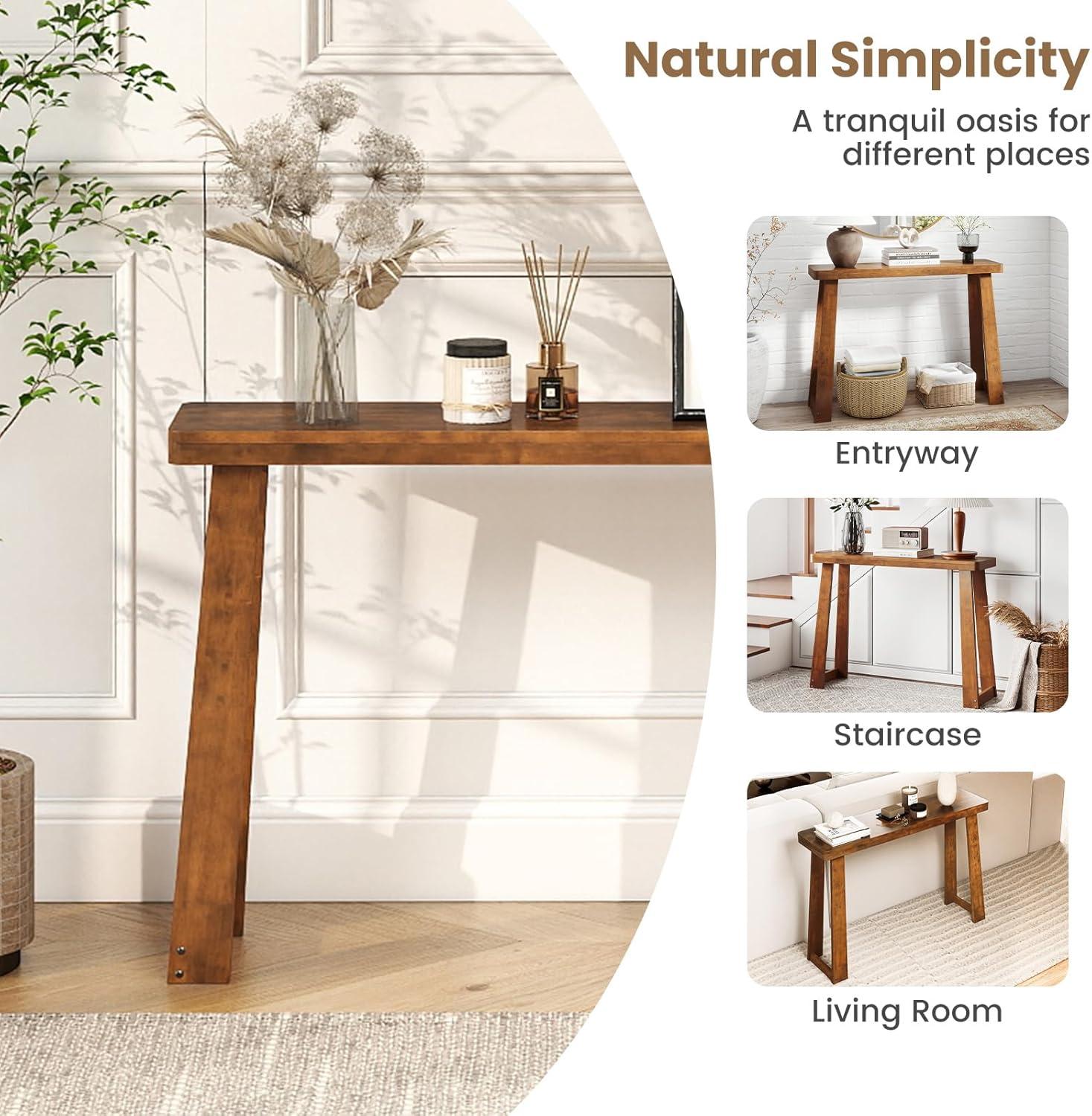 image:imageGiantex Narrow Long Console Table 43 Modern Entryway Table Behind the Couch Rubberwood Accent Sofa Tables for Living Room Foyer Hallway Bedroom Entrance WalnutWalnut