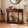 Giantex 2-Tier Console Table, 36″ Retro Entryway Table with Storage Drawer & Elegant Legs, Narrow Wooden Sofa Table with Open Shelf for Living Room, Foyer, Hallway, Bedroom, Entrance (Brown)(Brown)