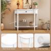 Giantex 2-Tier Console Table, 36″ Retro Entryway Table with Storage Drawer & Elegant Legs, Narrow Wooden Sofa Table with Open Shelf for Living Room, Foyer, Hallway, Bedroom, Entrance (Brown)(White)