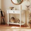 Giantex 2-Tier Console Table, 36″ Retro Entryway Table with Storage Drawer & Elegant Legs, Narrow Wooden Sofa Table with Open Shelf for Living Room, Foyer, Hallway, Bedroom, Entrance (Brown)(White)