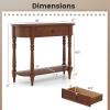 Giantex 2-Tier Console Table, 36″ Retro Entryway Table with Storage Drawer & Elegant Legs, Narrow Wooden Sofa Table with Open Shelf for Living Room, Foyer, Hallway, Bedroom, Entrance (Brown)(Brown)