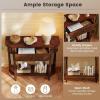 Giantex 2-Tier Console Table, 36″ Retro Entryway Table with Storage Drawer & Elegant Legs, Narrow Wooden Sofa Table with Open Shelf for Living Room, Foyer, Hallway, Bedroom, Entrance (Brown)(Brown)