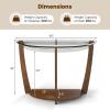 Giantex 2-Tier Glass Console Table, Half Moon Modern Entryway Table with Tempered Glass Top & Open Storage Shelf, Narrow Long Sofa Table for Living Room, Hallway, Foyer, Entrance (Black)(Walnut)