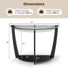 Giantex 2-Tier Glass Console Table, Half Moon Modern Entryway Table with Tempered Glass Top & Open Storage Shelf, Narrow Long Sofa Table for Living Room, Hallway, Foyer, Entrance (Black)(Black)