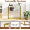 Giantex 36″ Narrow Console Table, 2-Tier Entryway Tables with Faux Marble Top & Heavy-Duty Metal Frame, Behind Couch Table, Modern Sofa Tables with Open Storage Shelves for Entrance, Living Room,Foyer(White+gold)