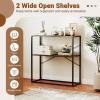 Giantex 36″ Narrow Console Table, 2-Tier Entryway Tables with Faux Marble Top & Heavy-Duty Metal Frame, Behind Couch Table, Modern Sofa Tables with Open Storage Shelves for Entrance, Living Room,Foyer(Rustic Brown+black)