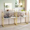 Giantex 36″ Narrow Console Table, 2-Tier Entryway Tables with Faux Marble Top & Heavy-Duty Metal Frame, Behind Couch Table, Modern Sofa Tables with Open Storage Shelves for Entrance, Living Room,Foyer(White+gold)