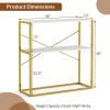 Giantex 36″ Narrow Console Table, 2-Tier Entryway Tables with Faux Marble Top & Heavy-Duty Metal Frame, Behind Couch Table, Modern Sofa Tables with Open Storage Shelves for Entrance, Living Room,Foyer(White+gold)