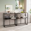 Giantex 36″ Narrow Console Table, 2-Tier Entryway Tables with Faux Marble Top & Heavy-Duty Metal Frame, Behind Couch Table, Modern Sofa Tables with Open Storage Shelves for Entrance, Living Room,Foyer(Rustic Brown+black)