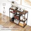 Giantex 40″ Narrow Console Table, Modern Sofa Table with Open Storage Shelves and Removable Drawer, Skinny Behind Couch Tables, Long Entrway Tables for Living Room, Foyer, Hallway (Rustic Brown+Black)(Rustic Brown + Black)