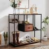 Giantex 40″ Narrow Console Table, Modern Sofa Table with Open Storage Shelves and Removable Drawer, Skinny Behind Couch Tables, Long Entrway Tables for Living Room, Foyer, Hallway (Rustic Brown+Black)(Rustic Brown + Black)