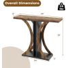 Giantex 40″ Narrow Console Table, T-Shaped Entryway Table with Open Storage Shelve, Industrial Sofa Table Behind Couch, Modern Foyer Table, Accent Table for Living Room, Entrance,Hallway(Rustic Brown)(Rustic Brown)