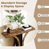 Giantex 40″ Narrow Console Table, T-Shaped Entryway Table with Open Storage Shelve, Industrial Sofa Table Behind Couch, Modern Foyer Table, Accent Table for Living Room, Entrance,Hallway(Rustic Brown)(Rustic Brown)