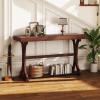 Giantex 52″ Narrow Console Table, Vintage Accent Entryway Table with Open Storage Shelf, Long Wooden Behind Couch Sofa Table with Anti-tip Kit for Small Spaces Living Room Hallway (Black)(Walnut)