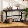 Giantex 52″ Narrow Console Table, Vintage Accent Entryway Table with Open Storage Shelf, Long Wooden Behind Couch Sofa Table with Anti-tip Kit for Small Spaces Living Room Hallway (Black)(Black)