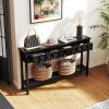 Giantex 60″ Entryway Table, Long Narrow Console Table with 4 Drawers and Open Storage Shelf, Modern Slim Entry Tables, Farmhouse Wooden Sofa Tables with Anti-Tip Kit for Living Room, Hallway (Black)(Black)