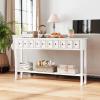 Giantex 60″ Entryway Table, Long Narrow Console Table with 4 Drawers and Open Storage Shelf, Modern Slim Entry Tables, Farmhouse Wooden Sofa Tables with Anti-Tip Kit for Living Room, Hallway (Black)(White)