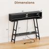 Giantex 71″ Narrow Console Table with 2 Power Outlets and USB-C Ports, Sofa Tables with Charging Station & Metal Frame, Skinny Behind Couch Tables, Long Entryway Tables for Living Room, Natural+White(Black)
