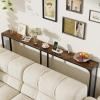 Giantex 71″ Narrow Console Table with 2 Power Outlets and USB-C Ports, Sofa Tables with Charging Station & Metal Frame, Skinny Behind Couch Tables, Long Entryway Tables for Living Room, Natural+White(Rustic Brown + Black)