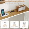 Giantex 71″ Narrow Console Table with 2 Power Outlets and USB-C Ports, Sofa Tables with Charging Station & Metal Frame, Skinny Behind Couch Tables, Long Entryway Tables for Living Room, Natural+White(Natural + White)