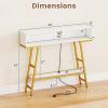 Giantex 71″ Narrow Console Table with 2 Power Outlets and USB-C Ports, Sofa Tables with Charging Station & Metal Frame, Skinny Behind Couch Tables, Long Entryway Tables for Living Room, Natural+White(White + Gold)