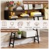 Giantex 71″ Narrow Console Table with 2 Power Outlets and USB-C Ports, Sofa Tables with Charging Station & Metal Frame, Skinny Behind Couch Tables, Long Entryway Tables for Living Room, Natural+White(Black)
