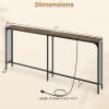 Giantex 71″ Narrow Console Table with 2 Power Outlets and USB-C Ports, Sofa Tables with Charging Station & Metal Frame, Skinny Behind Couch Tables, Long Entryway Tables for Living Room, Natural+White(Rustic Brown + Black)