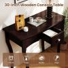 Giantex Wooden Console Table, Chic Accent Entryway Table with Storage Drawers, Solid Rubber Wood Legs and Metal Guide Rails, Vintage Sofa Tables for Living Room, Foyer, Bedroom and Entrance