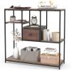 Giantex 40″ Narrow Console Table, Modern Sofa Table with Open Storage Shelves and Removable Drawer, Skinny Behind Couch Tables, Long Entrway Tables for Living Room, Foyer, Hallway (Rustic Brown+Black)(Rustic Brown + Black)