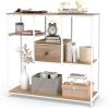 Giantex 40″ Narrow Console Table, Modern Sofa Table with Open Storage Shelves and Removable Drawer, Skinny Behind Couch Tables, Long Entrway Tables for Living Room, Foyer, Hallway (Rustic Brown+Black)(Natural + White)