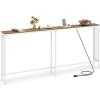 Giantex 71″ Narrow Console Table with 2 Power Outlets and USB-C Ports, Sofa Tables with Charging Station & Metal Frame, Skinny Behind Couch Tables, Long Entryway Tables for Living Room, Natural+White(Natural + White)