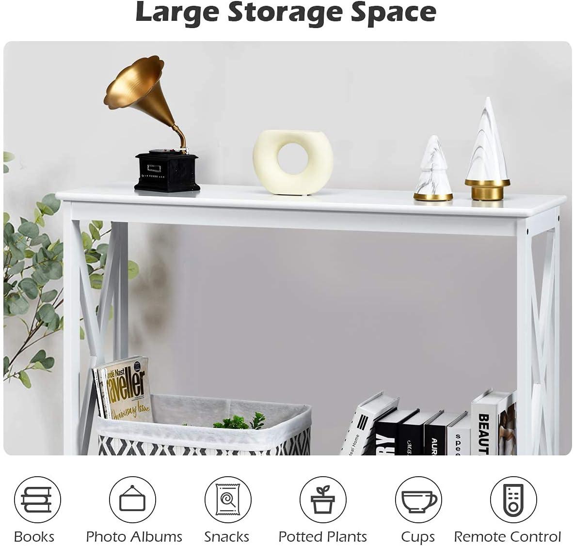 image:imageGiantex Console Table 2Tier with Storage ShelfXDesign Bookshelf Narrow Accent Table for Entryway Hallway Living Room Sofa Side Table WhiteWhite